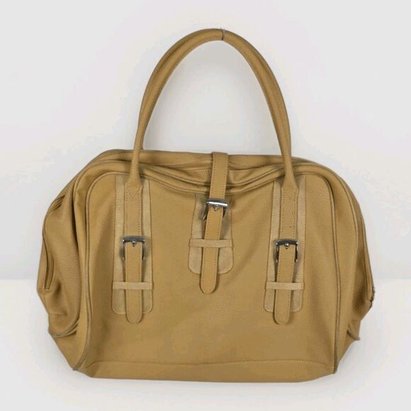 Estee Lauder Handbags - Vintage ESTEE LAUDER Sand Tote Holdall Bag Large Handles Faux Leather  Pebbles